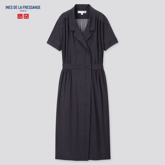 Uniqlo Ines De La Fressange Navy Open Collar Dress - Picture 1 of 8